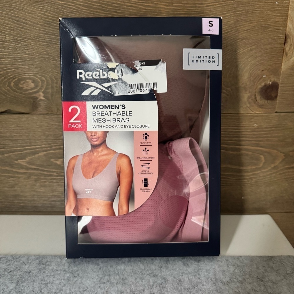 Reebok NWT Women's Breathable Mesh Bras - 2 Pack - Pink and Brown Size Small